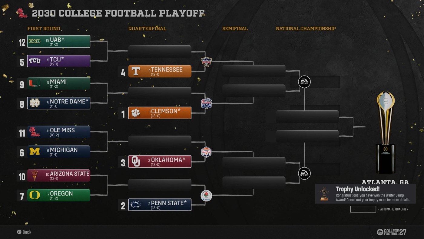 The Season Five bracket — three unbeatens, the champ at 11