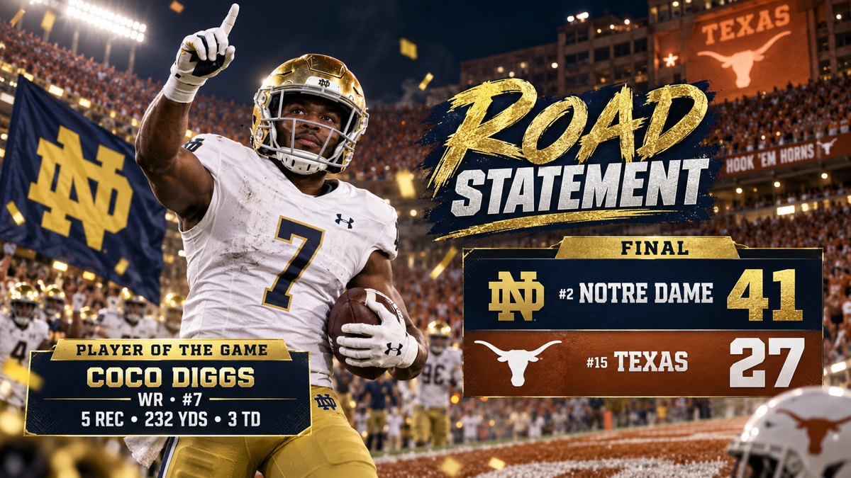 Irish streaking — Notre Dame 41, Texas 27, via Bowzer in #big-games